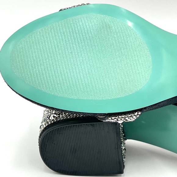 Betsey Johnson Size 7.5 Mari Black Jeweled‎ Block Heel Dress Sandals Shoes - Picture 10 of 13